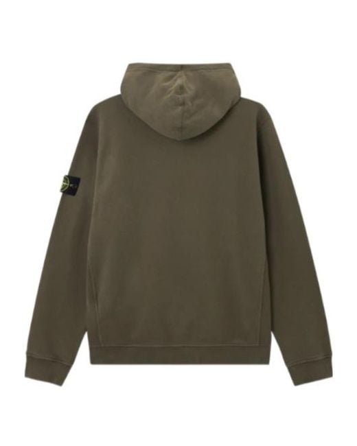Stone Island Green Logo Patch Drawstring Hoodie for men