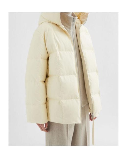 Jil Sander Natural Zip-Up Hooded Down Coat