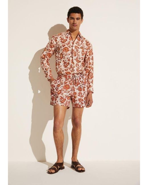 Loro Piana Red Pattern Swimming Trunks for men