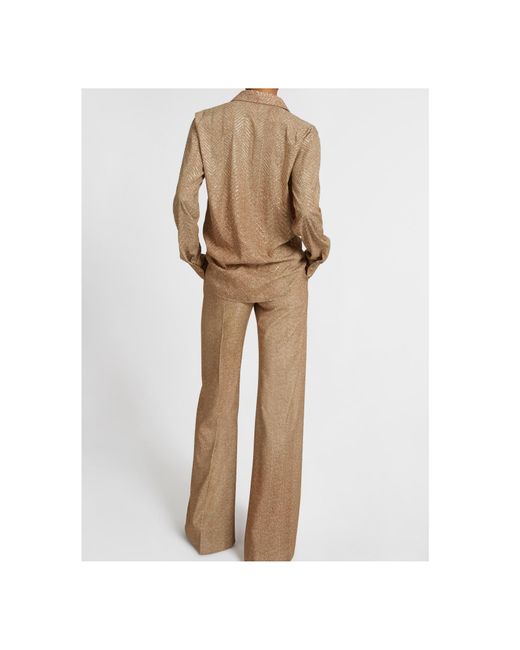 Ermanno Scervino Brown Herringbone-Pattern Long-Sleeve Shirt