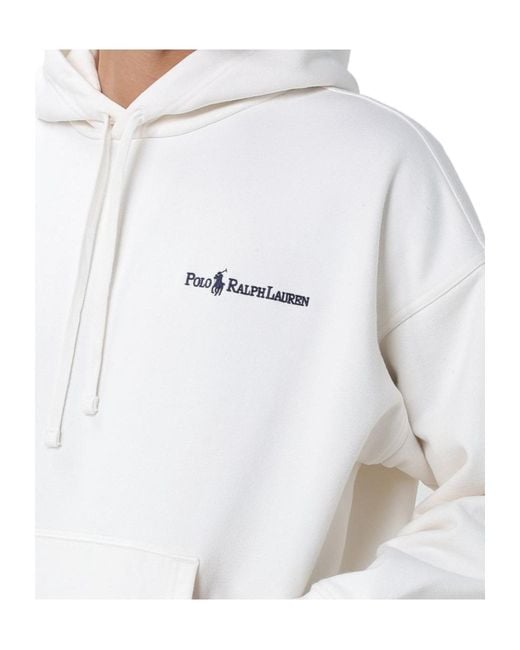 Polo Ralph Lauren White Logo-Embroidered Hoodie for men