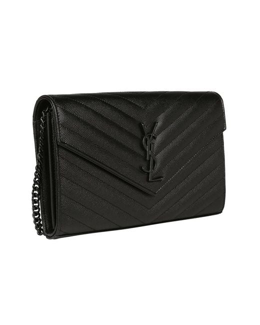 Saint Laurent Black Monogram Logo Plaque Shoulder Bag