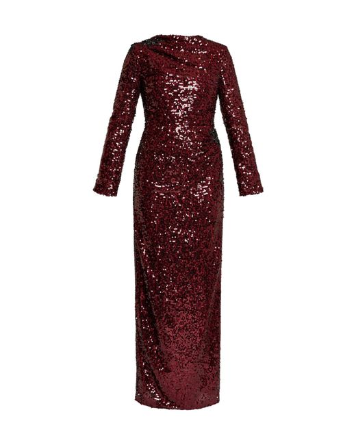 Erdem Red Draped Long Sleev Dress