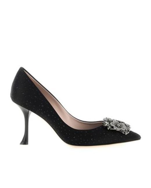 Roger Vivier Black Efflorescence Embellished Pumps
