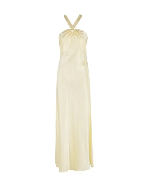 Rixo White Open Back Satin Losanna Dress