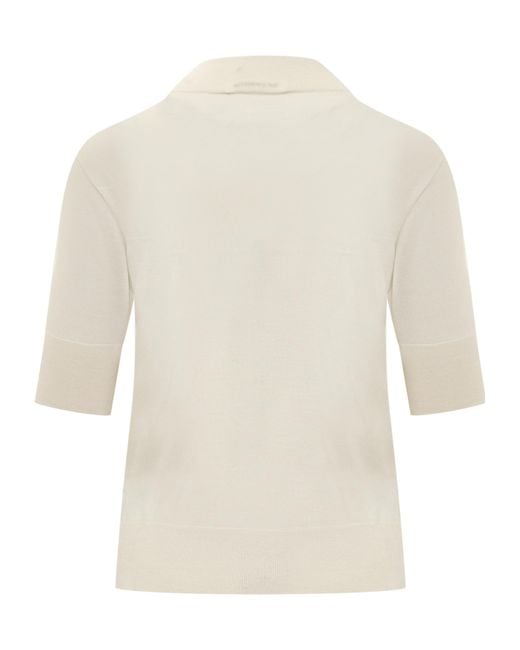 Jil Sander White Mock-Neck Knitted Top
