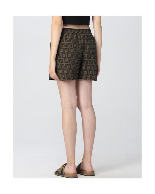 Fendi Green Ff Jacquard Elasticated Waistband Shorts