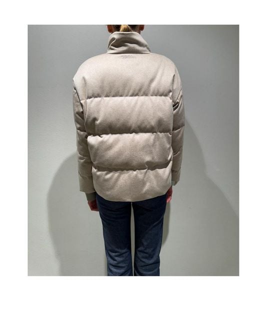 Max Mara Gray Long-Sleeved Cotton-Padded Jacket
