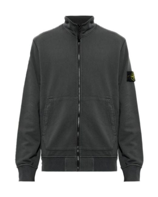 Stone Island Gray Mock-Neck Sweatshirt for men