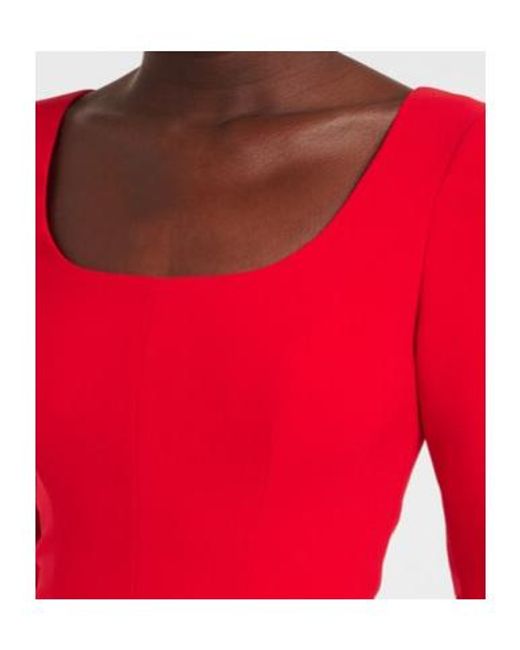 Carolina Herrera Red Crêpe Midi Dress