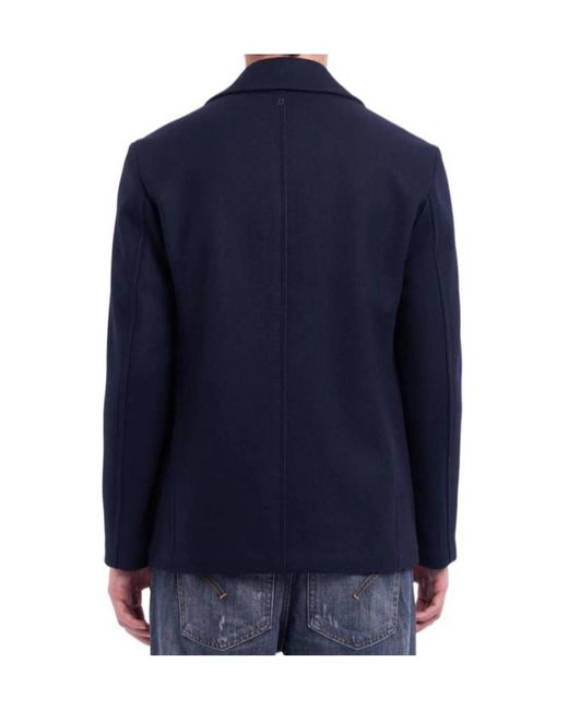 Dondup Blue Double-Breasted Coat for men