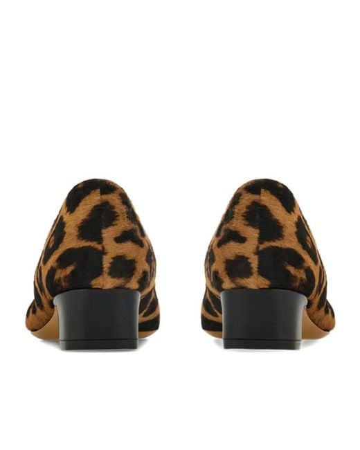 Ferragamo Brown Ferragamo Leopard-Printed Mid-Heeled Pumps