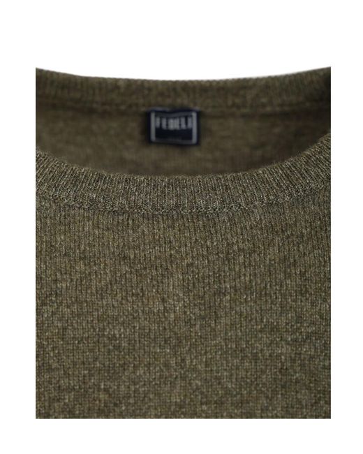 Fedeli Green Crew-Neck Sweater for men