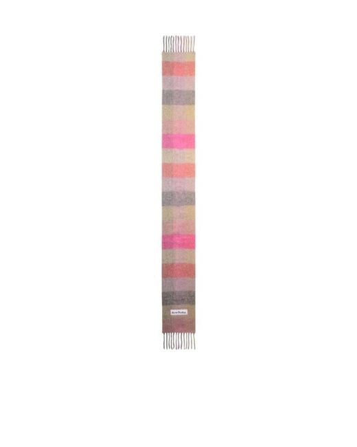 Acne Pink Logo Patch Checked Scarf for men