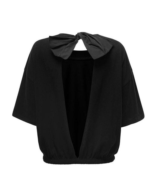RED Valentino Black Logo T-Shirt With Round Neck