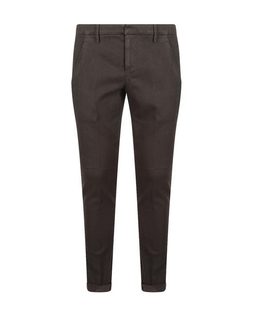 Dondup Gray Logo-Plaque Slim-Fit Trousers for men