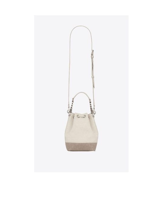 Saint Laurent White Rive Gauche Mini Bucket Bag