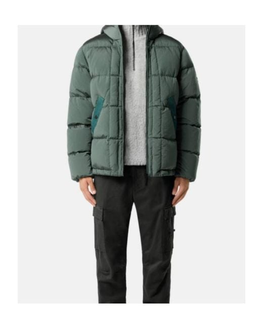 Stone Island Green Hooded Down Jacket With Drawcord Hem for men