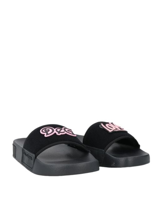 Dolce & Gabbana Black Letter Print Slides