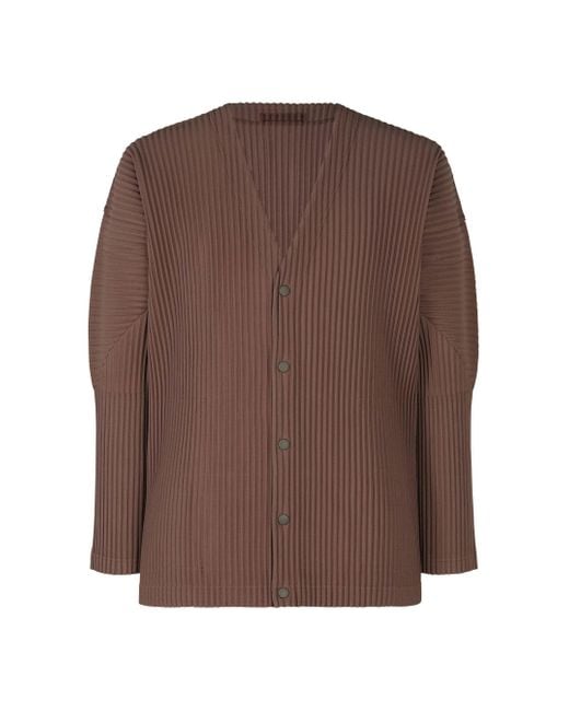 Homme Plissé Issey Miyake Brown Homme Plissé Issey Miyake Color Pleats Cardigan for men