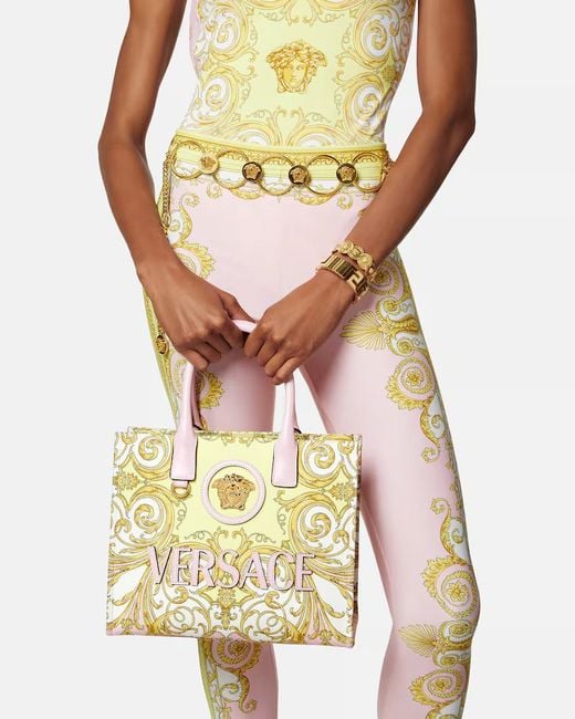 Versace Metallic La Medusa Printed Small Tote Bag
