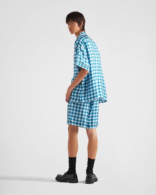 Prada Blue Silk Bermudas for men