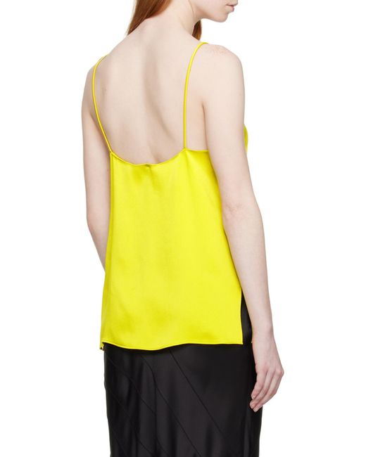 Stella McCartney Yellow Cut-Out Detailed Sleeveless Satin Vest