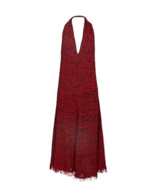 Proenza Schouler Red Crocheted Halterneck Midi Dress