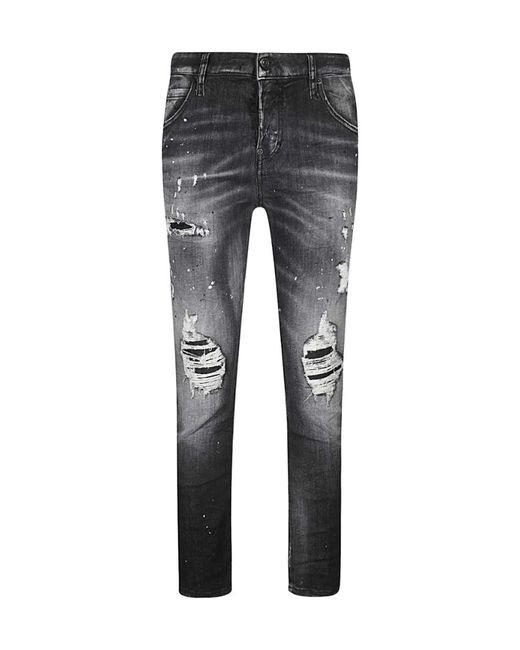 DSquared² Gray Ripped Detailing Cropped Jeans