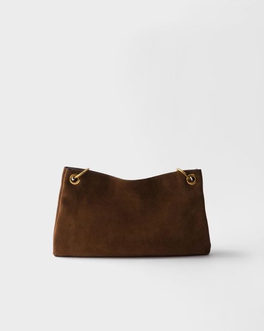 Prada Brown Etude Large Suede Shoulder Bag