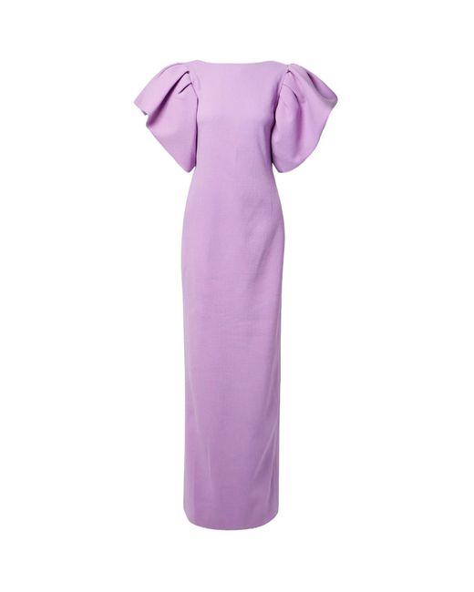 Oscar de la Renta Purple Bubble Sleeve Dress