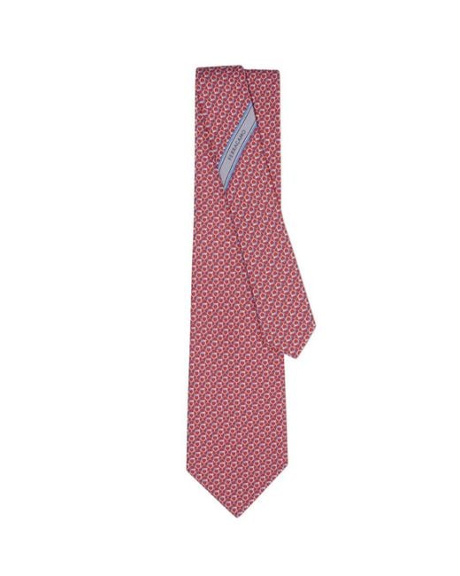 Ferragamo Pink Corbata De Seda Estampado Entramado for men