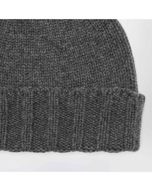 Drumohr Gray Ribbed Knit Hat for men