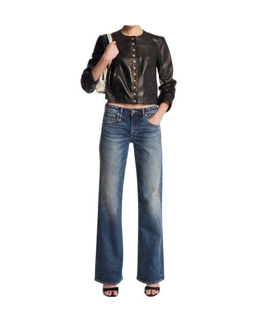 R13 Blue Long-Sleeve Leather Jacket