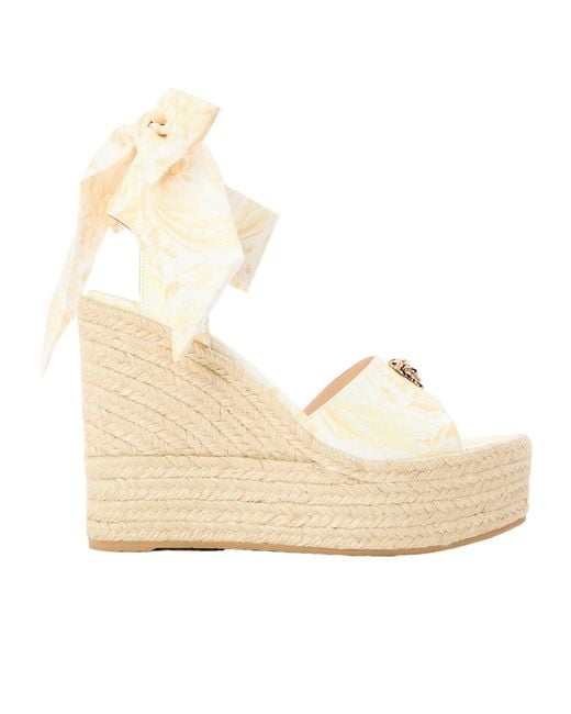 Versace Metallic Straw Wedge Heel Shoes