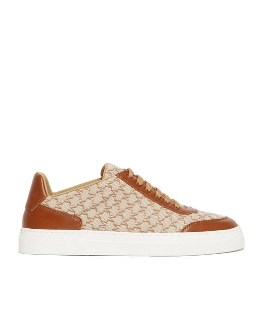 Max Mara Brown Jacquard-Knit Monogram Sneakers