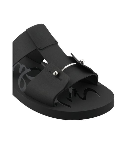 Christian Louboutin Black Zakouski Logo Strap Slides for men