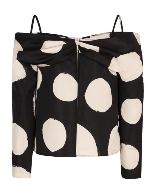 Nina Ricci Black Polka-Dot Off Shoulder Top