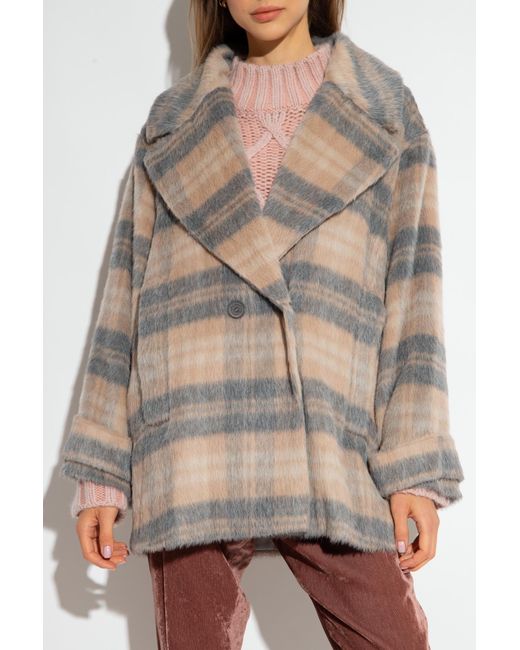 Fabiana Filippi Multicolor Cropped Checked Double Breasted Coat