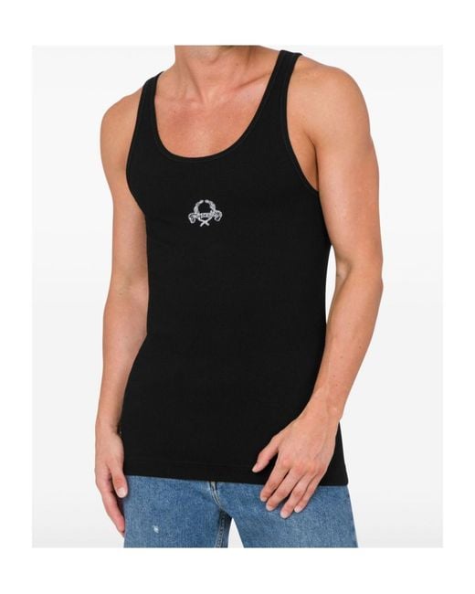 Moschino Black Fine-Ribbed Scoop-Neck Sleeveless Tank Top for men