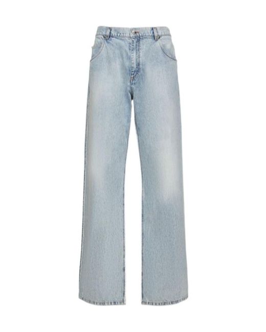 Balmain Blue Logo Wide-Leg Jeans for men