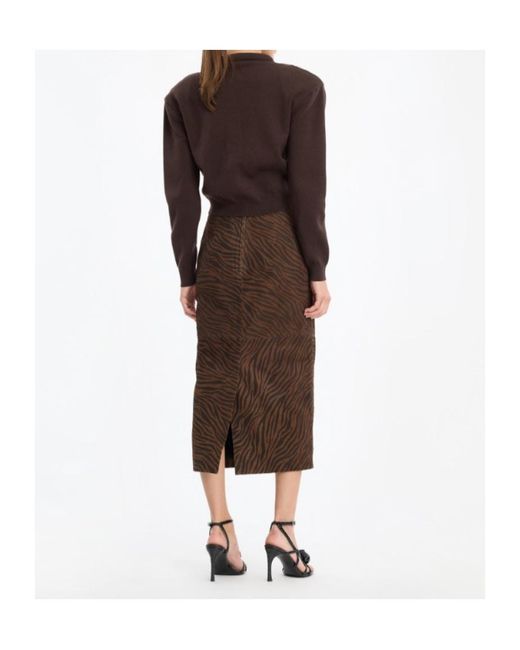 ROTATE BIRGER CHRISTENSEN Brown Cropped Logo-Button Cardigan