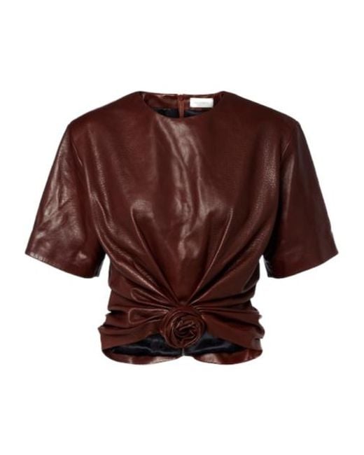 Magda Butrym Brown Cropped Leather Top