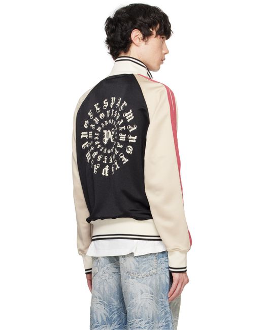 Palm Angels Black Monogram Embroidered High Neck Track Jacket for men