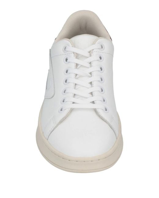 DIESEL White Two-Tone Low-Top Leather Shoes