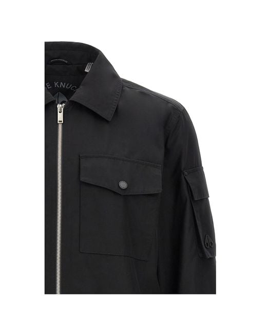 Moose Knuckles Black Collared Zip-Up Jacket for men