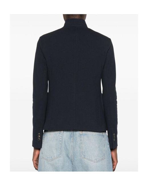 Circolo 1901 Blue Mandarin-Collar Patch-Pocket Jacket