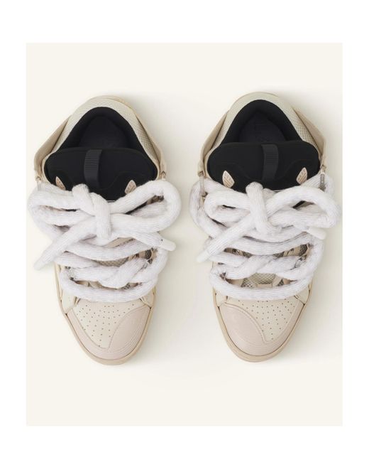 Lanvin White Curb Lace-Up Sneakers