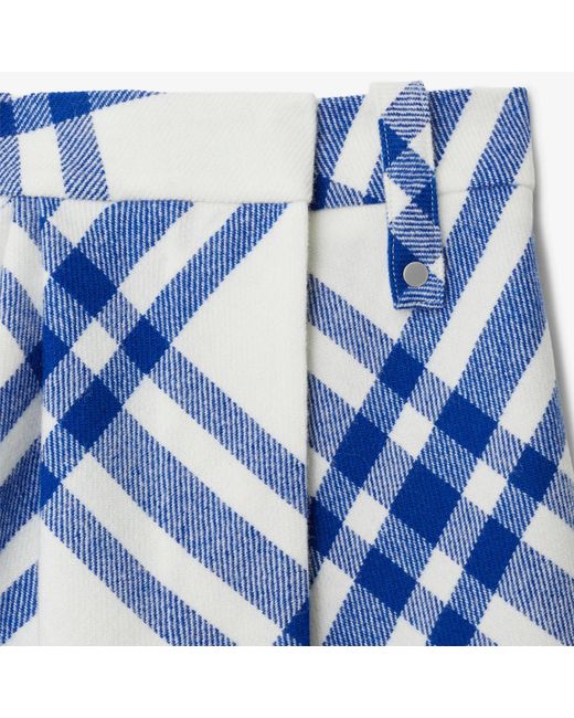 Burberry Blue Checked Pleated Mini Skirt
