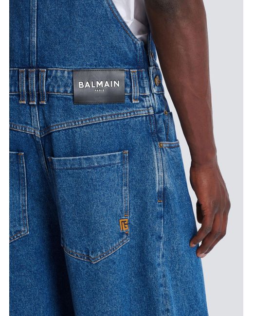 Balmain Blue Dark Denim Dungarees for men